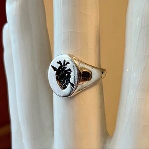 VERAMEAT Sterling Silver Heart Signet Ring